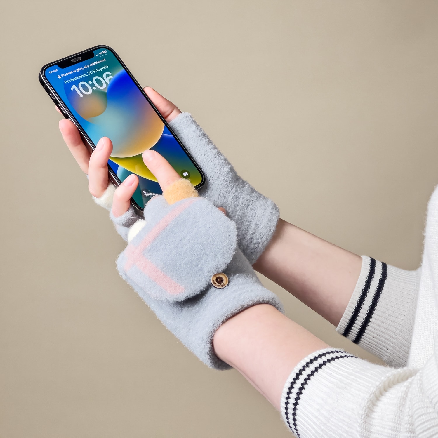 Telefonhandsker til kvinder/børn om vinteren - grå
