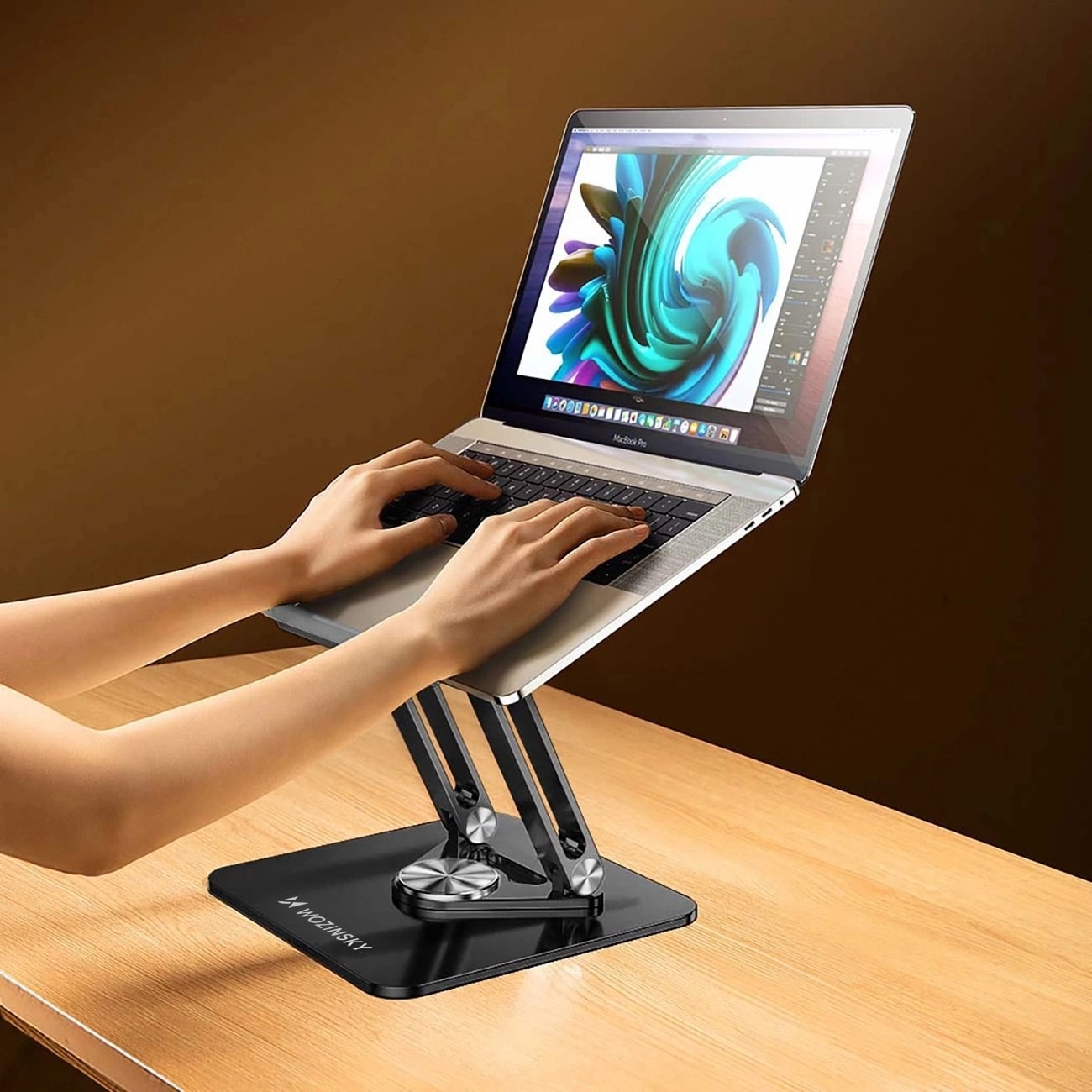 Wozinsky WRS-CPY84SB 360 aluminiumsstativ til laptop og tablet + gratis smartphone-stativ - sort