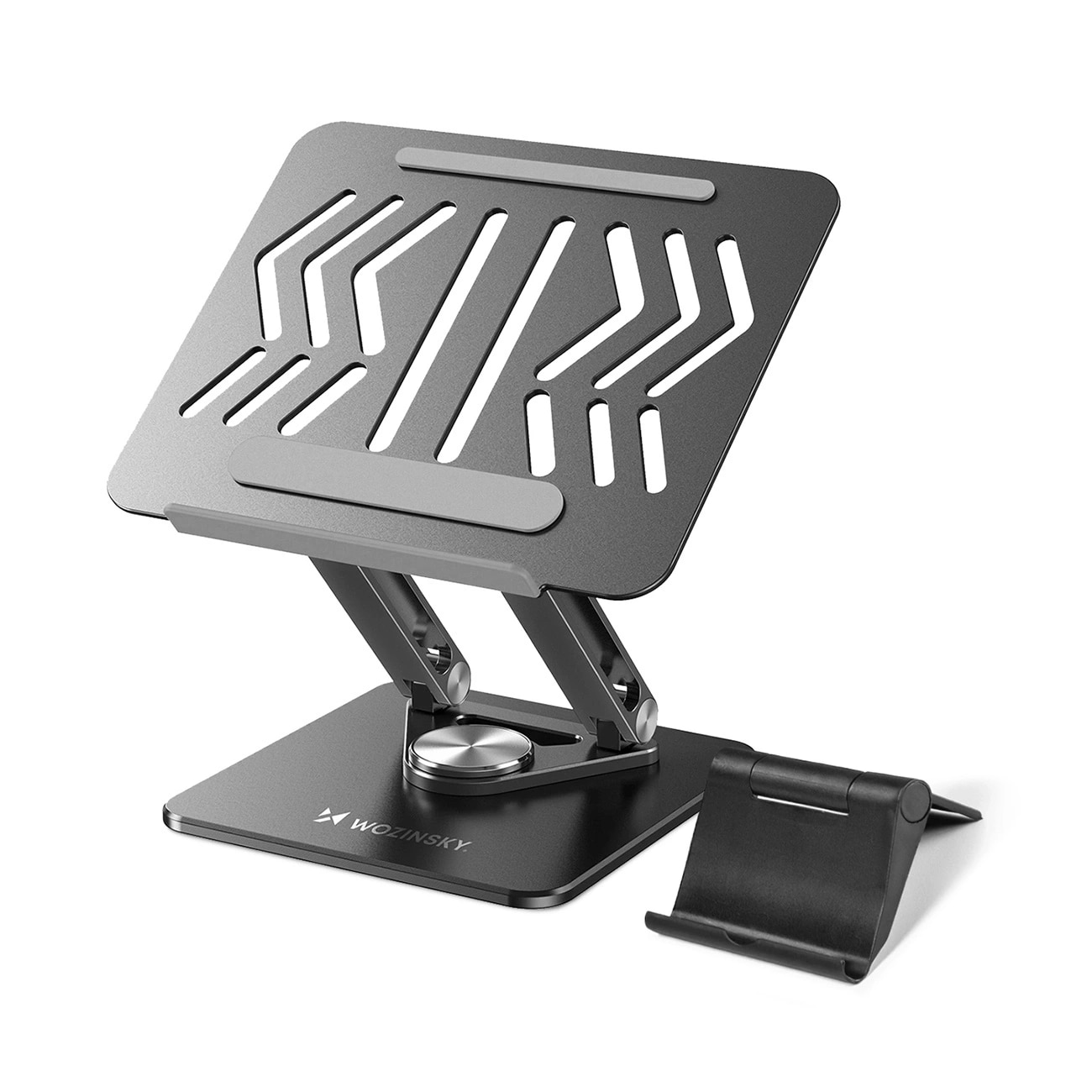 Wozinsky WRS-CPY84SB 360 aluminiumsstativ til laptop og tablet + gratis smartphone-stativ - sort