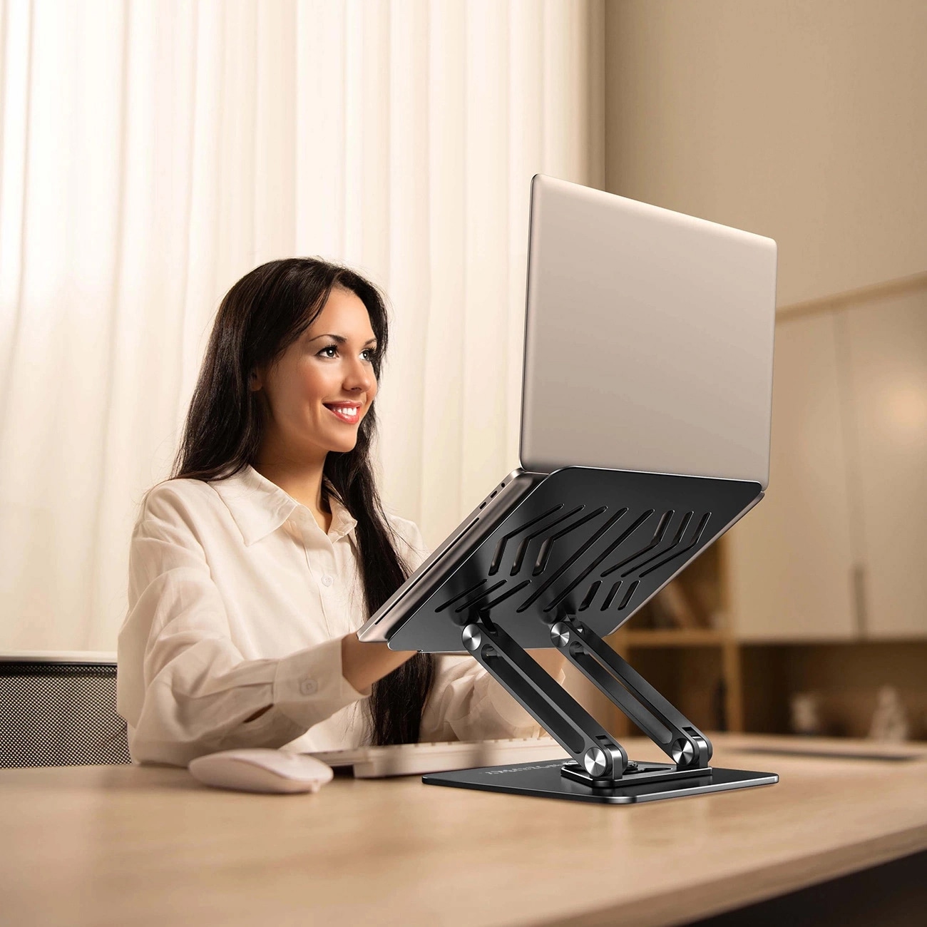 Wozinsky WRS-CPY84SB 360 aluminiumsstativ til laptop og tablet + gratis smartphone-stativ - sort