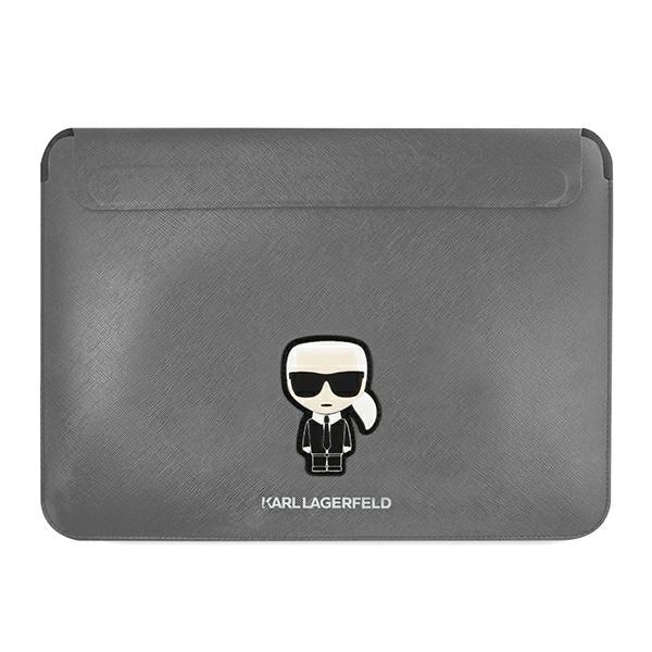 Karl Lagerfeld Saffiano Ikonik Karl-taske til en 13-14" bærbar computer - sølv