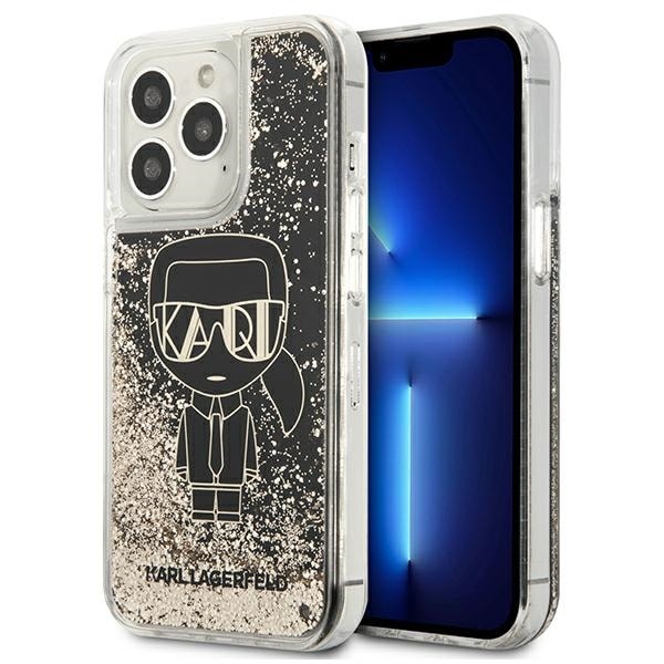 Karl Lagerfeld Gatsby-etui med flydende glitter til iPhone 13 Pro Max - Sort