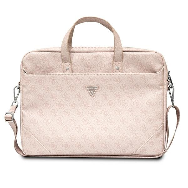 Guess Saffiano 4G Triangle Logo-taske til en 16'' bærbar computer - pink