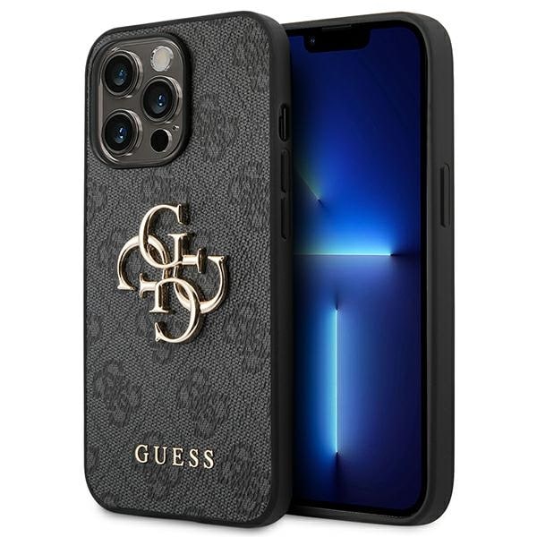 Guess 4G Etui med stort metallogo til iPhone 14 Pro - grå