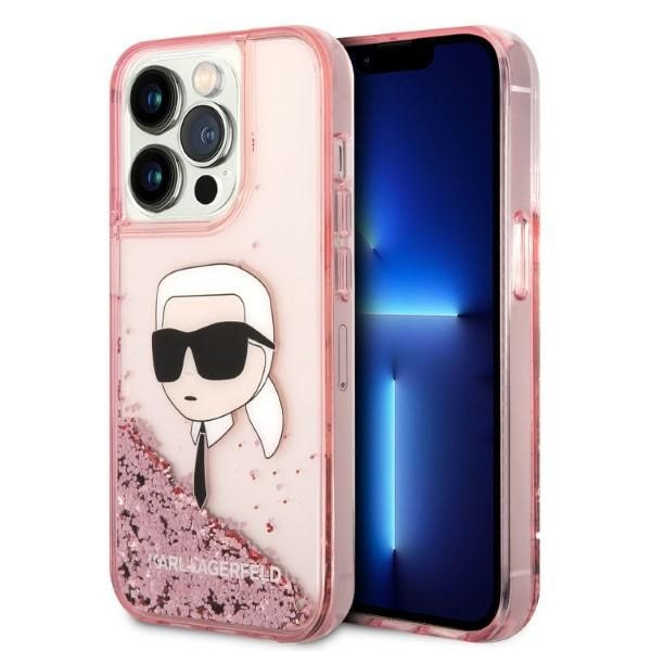 Karl Lagerfeld Glitter Karl's Head-etui til iPhone 14 Pro Max - pink