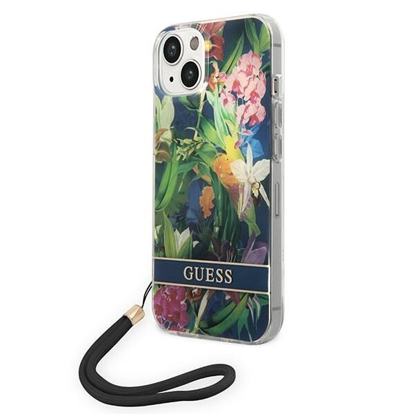 Guess GUOHCP14SHFLSB iPhone 14 6,1" blå/blå hardcase Blomsterrem
