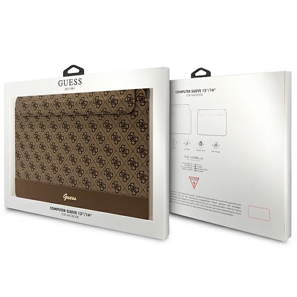Guess 4G Stripe Metal Logo-taske til en 14" bærbar computer - brun