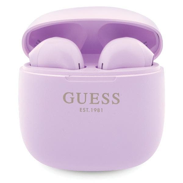 Guess GUTWST26PSU TWS Bluetooth-hovedtelefoner + dockingstation - lilla Classic EST-logo