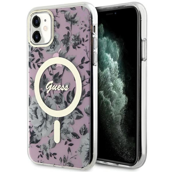 Guess GUHMN61HCFWSP iPhone 11 / Xr 6,1" pink/pink hardcase Flower MagSafe