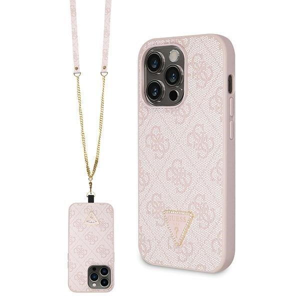 Guess GUHCP15LP4TDSCPP iPhone 15 Pro 6,1" pink/pink hardcase Crossbody 4G Metal Logo