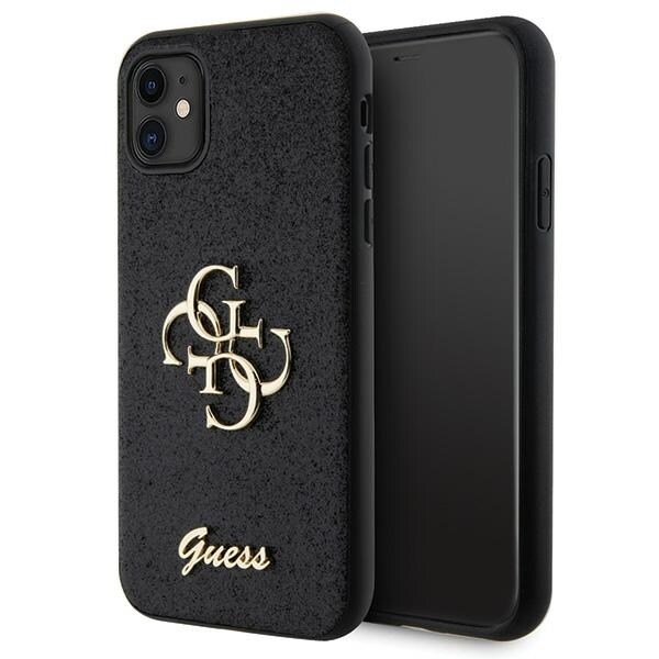 Guess GUHCN61HG4SGK etui til iPhone 11 / Xr - sort Glitter Script Big 4G