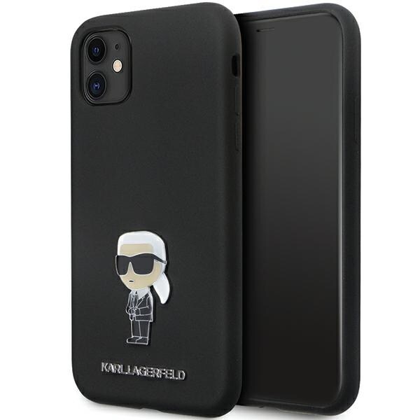 Karl Lagerfeld KLHCN61SMHKNPK etui til iPhone 11 / Xr - sort silikone Ikonik Metal Pin