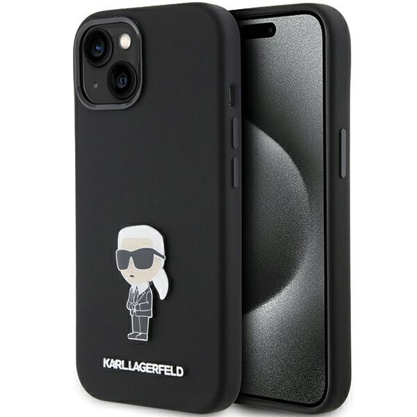 Karl Lagerfeld silikone Ikonik Metal Pin-etui til iPhone 15 - sort