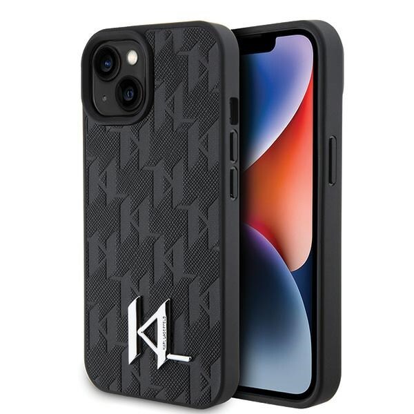 Karl Lagerfeld KLHCP15SPKLPKLK iPhone 15/14/13 6.1" Black Leather Hardcase Monogram Logo