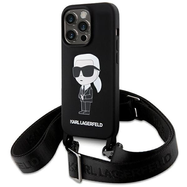 Karl Lagerfeld KLHCP15XSCBSKNK iPhone 15 Pro Max 6.7" Hardcase Crossbody Silicone Iconic Black