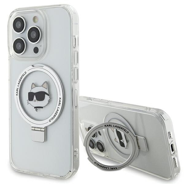 Karl Lagerfeld KLHMP15LHMRSCHH iPhone 15 Pro 6,1" hvid hardcase Ringstativ Choupette Head MagSafe