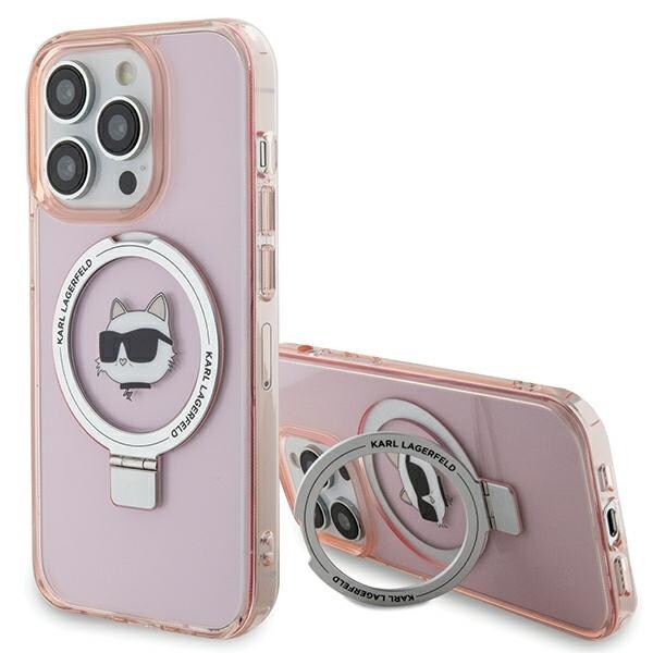 Karl Lagerfeld KLHMP15XHMRSCHP iPhone 15 Pro Max 6.7" Pink Hardcase Ring Stand Choupette MagSafe