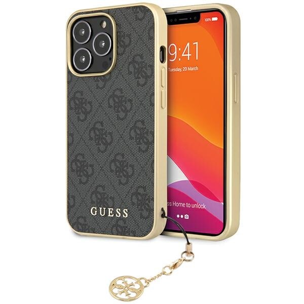 Guess 4G Charms Collection-etui til iPhone 14 Pro - grå