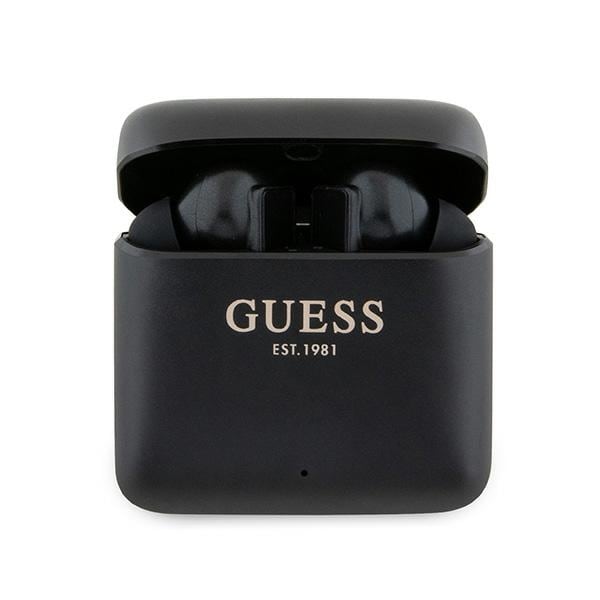 Guess Bluetooth-hovedtelefoner GUTWSSU20ALEGK TWS + dockingstation sort/sort Trykt logo