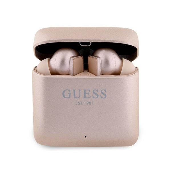 Guess GUTWSSU20ALEGP TWS Bluetooth-høretelefoner + Dock Rose Gold/Rose Gold Printed Logo
