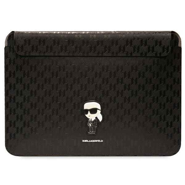 Karl Lagerfeld Saffiano Monogram Ikonik taske til en 16" laptop - sort