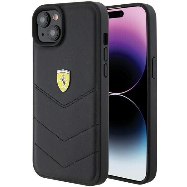 Ferrari FEHCP15MRDUK iPhone 15 Plus 6,7" sort/sort hardcase Quiltet metallogo