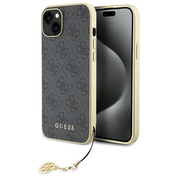 Guess 4G Charms Collection-etui til iPhone 15 Plus - grå
