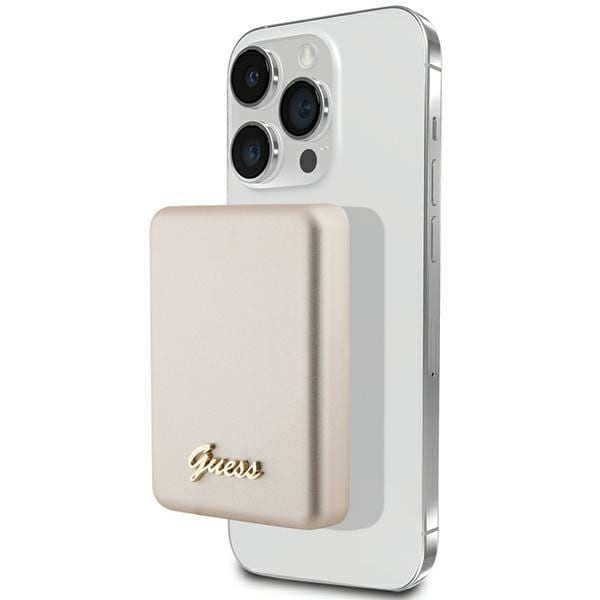 Guess MagSafe Metal Script Logo induktion powerbank 15W 5000mAh - guld