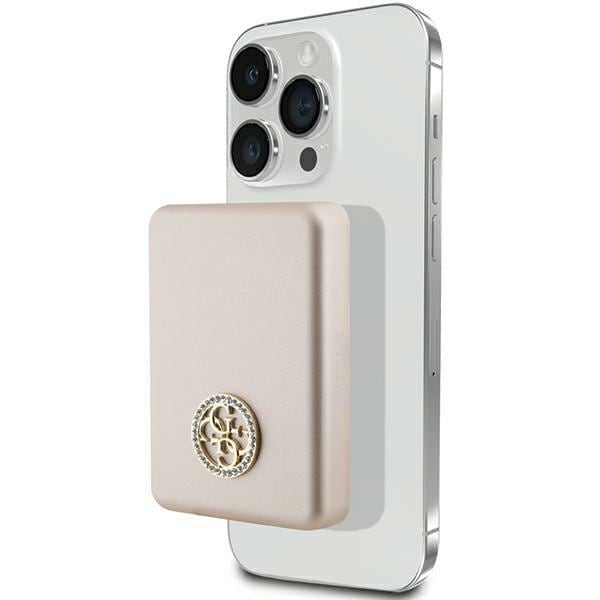 Guess MagSafe 4G Strassed Metal Logo induktion powerbank 15W 5000mAh - guld