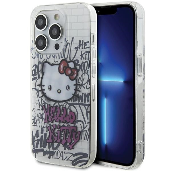 Hello Kitty IML Kitty On Bricks Graffiti-etui til iPhone 13 Pro / 13 - hvid