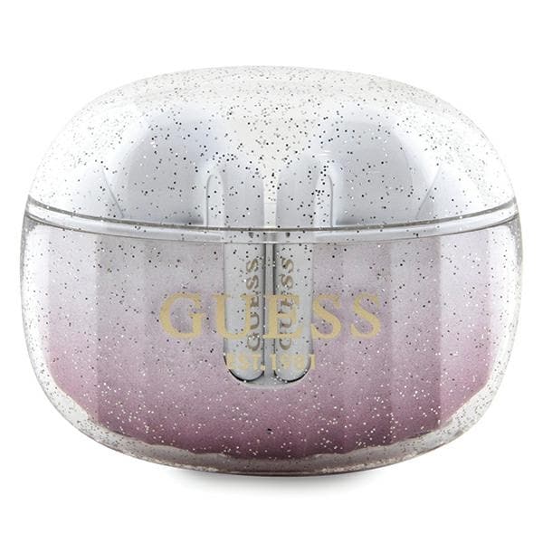 Guess Glitter Gradient TWS Bluetooth-hovedtelefoner + dockingstation - pink