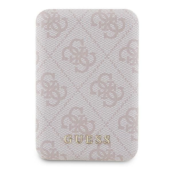 Guess Powerbank induktiv 15W GUPB5FP4EMGP 5000mAh pink/pink 4G Læder Metal Logo MagSafe