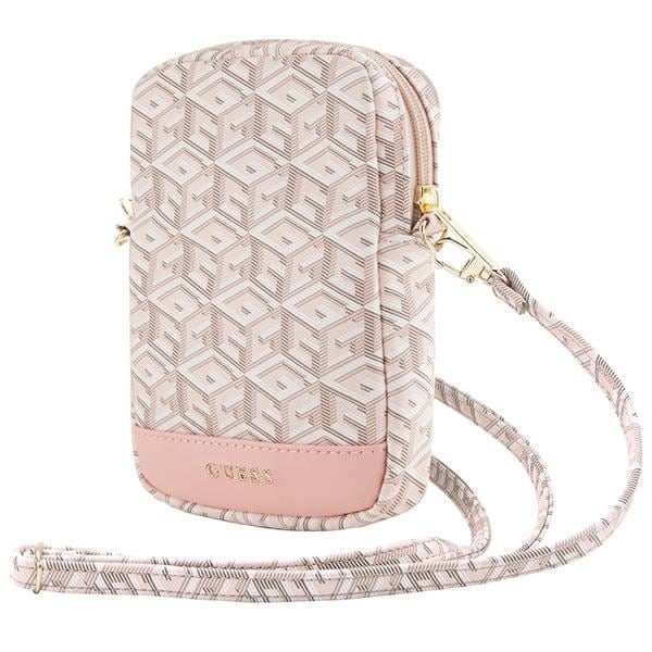 Guess Zip GCube Bottom Stripe mobiltaske - pink