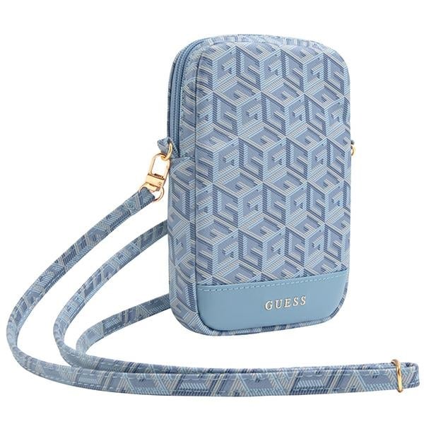 Guess Zip GCube Bottom Stripe mobiltaske - blå