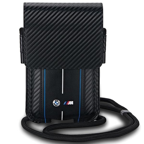 BMW Carbon & Blue Stripe mobiltaske - sort