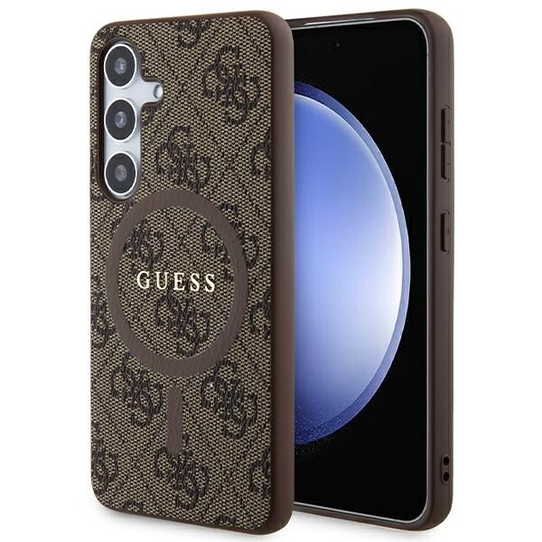 Guess 4G Collection Læder Metal Logo MagSafe Etui til Samsung Galaxy S24 - Brun