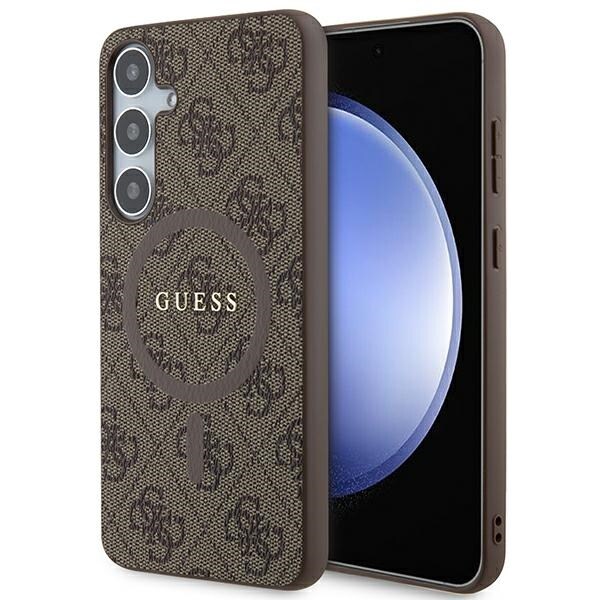Guess 4G Collection Læder Metal Logo MagSafe-etui til Samsung Galaxy S24+ - brun