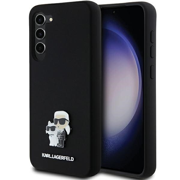 Karl Lagerfeld Silikone Karl&Choupette Metal Pin etui til Samsung Galaxy S23+ - sort