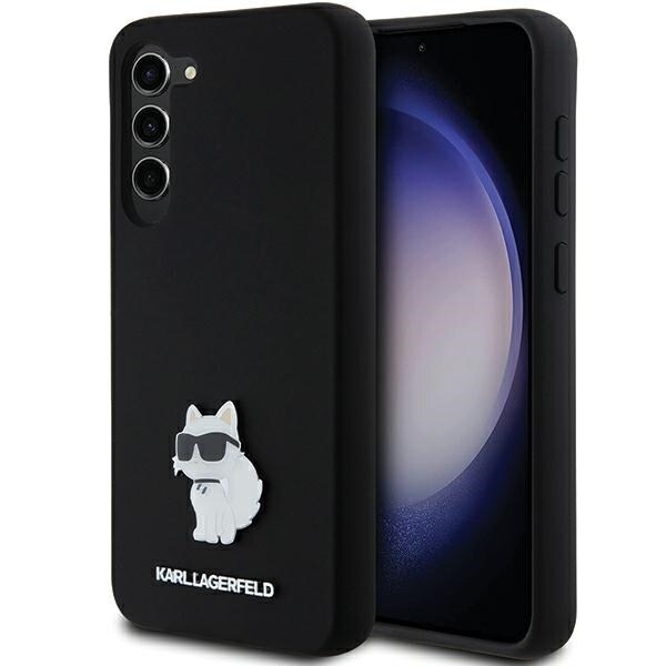 Karl Lagerfeld Silikone Choupette Metal Pin etui til Samsung Galaxy S23+ - sort