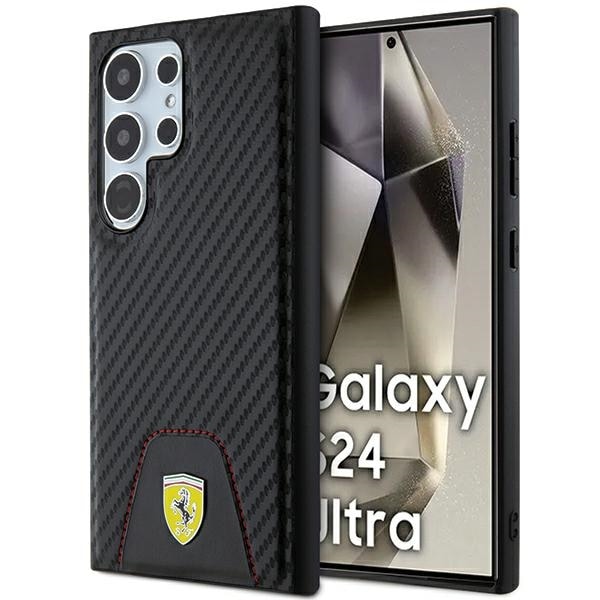 Ferrari Carbon Stitched Bottom-etui til Samsung Galaxy S24 Ultra - sort