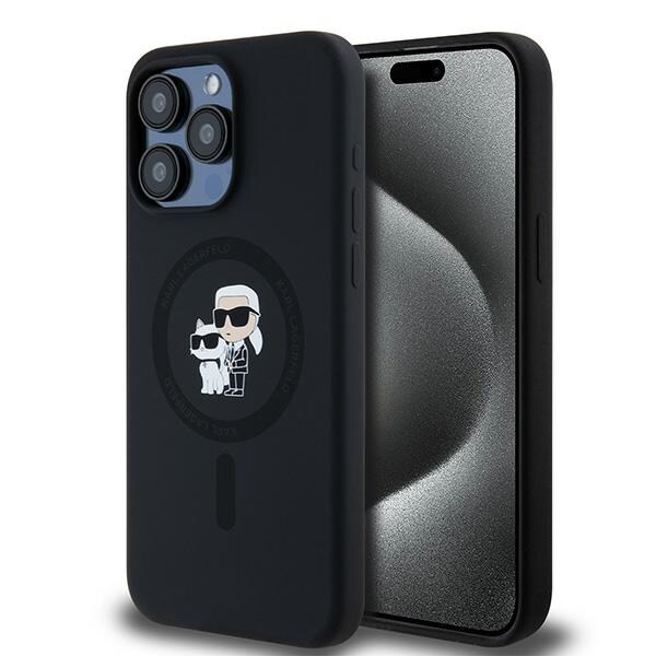 Karl Lagerfeld Silikone Karl&Choupette Ring MagSafe-etui til iPhone 15 Pro Max - sort