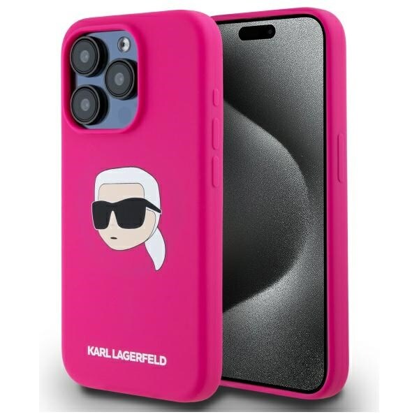 Karl Lagerfeld KLHMP15XSKHPPLF iPhone 15 Pro Max 6.7" fuchsia hardcase with MagSafe Karl Head Print