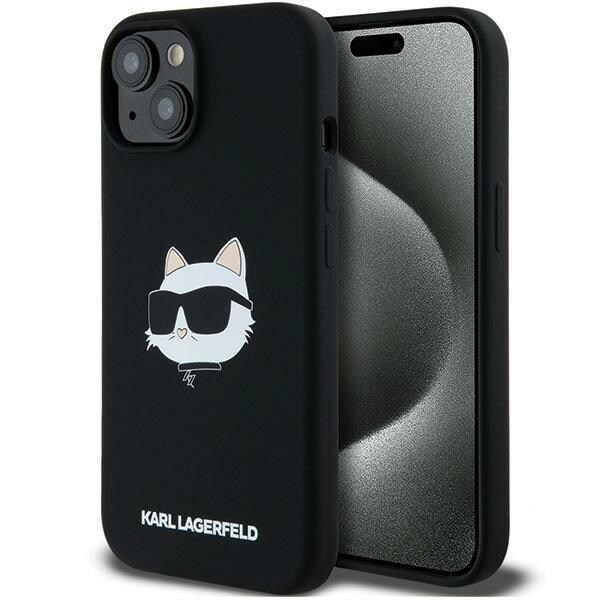Karl Lagerfeld Choupette Head MagSafe-etui i silikone til iPhone 15 Plus / 14 Plus - Sort