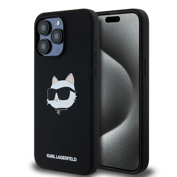 Karl Lagerfeld Choupette Head MagSafe-etui i silikone til iPhone 15 Pro Max - sort