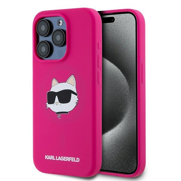 Karl Lagerfeld Choupette Head MagSafe-etui i silikone til iPhone 15 Pro - pink
