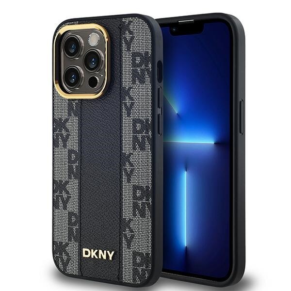 DKNY MagSafe-etui i ternet læder med mono-mønster til iPhone 14 Pro Max - Sort
