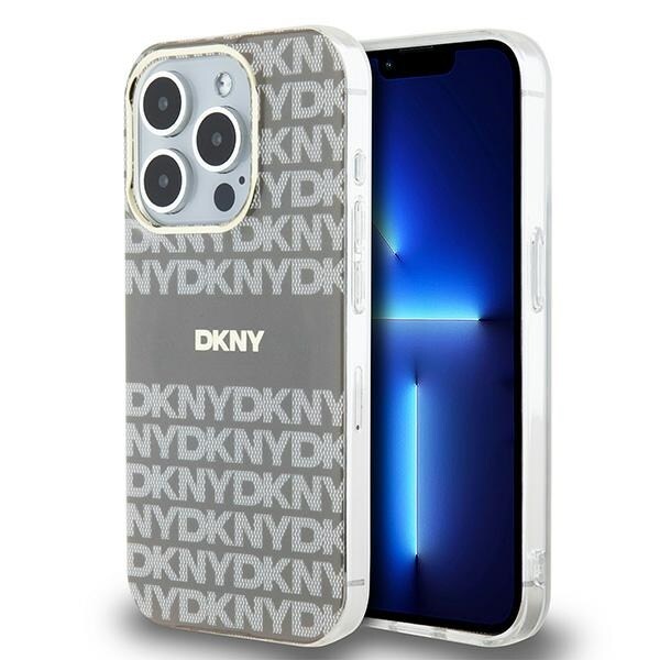 DKNY IML Mono & Stripe MagSafe-etui til iPhone 15 Pro - beige