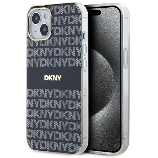 DKNY IML Mono & Stripe MagSafe-etui til iPhone 15/14/13 - Sort
