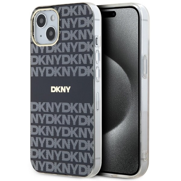 DKNY IML Mono & Stripe MagSafe-etui til iPhone 15/14/13 - Sort