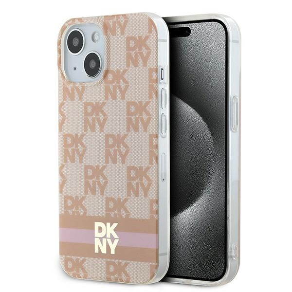 DKNY IML Checkered Mono Pattern & Printed Stripes MagSafe-etui til iPhone 15 / 14 / 13 - pink